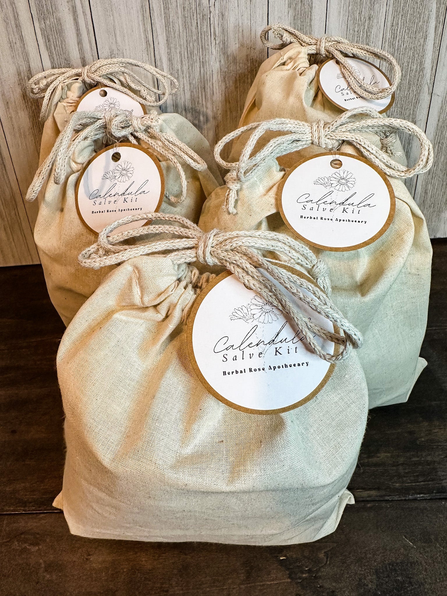 Herbalroseapothecary DIY Salve Kit with arnica flowers for making natural herbal salves in an apothecary kit.