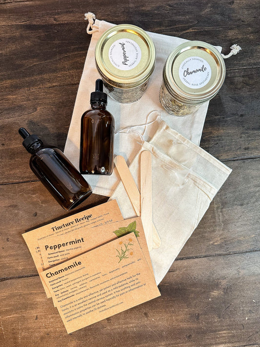 DIY 2 Herb Tincture Kit from HerbalRoseApothecary, apothecary kit for making herbal tinctures with fresh herbs.