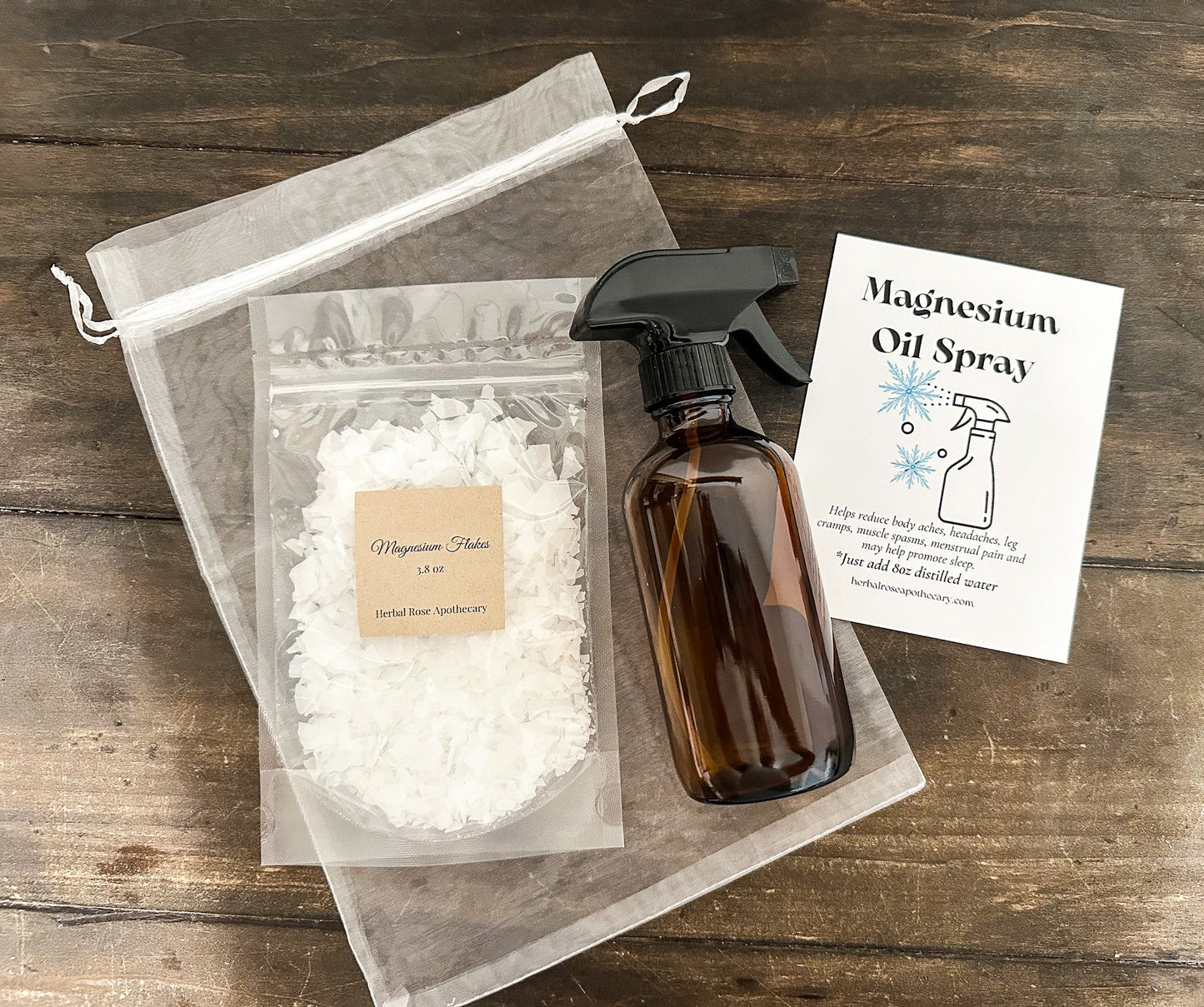 DIY Magnesium Oil Spray in herbalroseapothecary apothecary kit, natural magnesium oil spray for topical use.