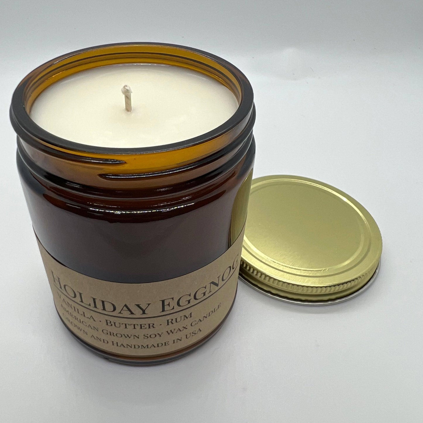 Holiday Eggnog Soy Wax Candle | 9 oz Amber Apothecary Jar - Blessings Grow Meadows