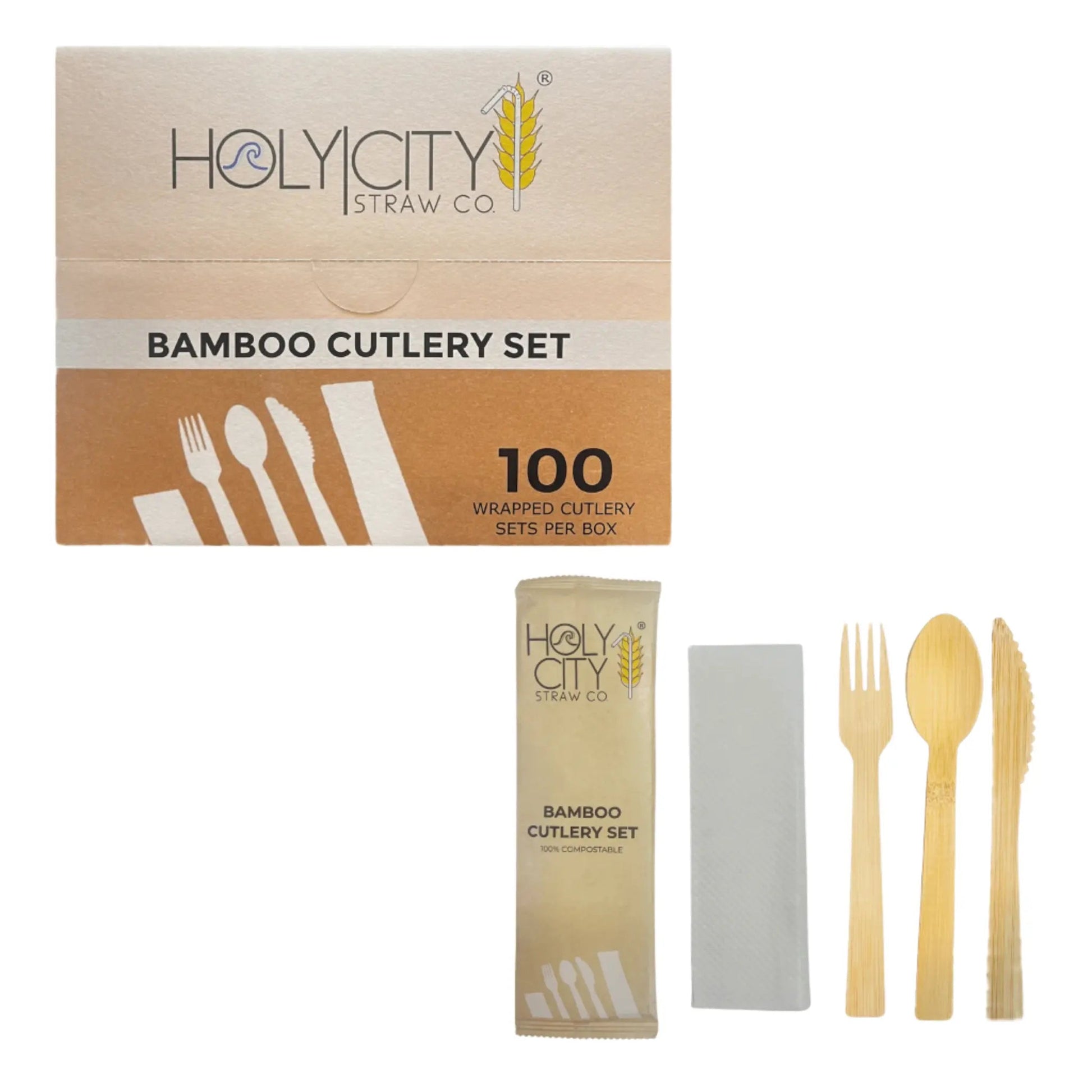 6.7 Wrapped Bamboo Cutlery Set - Blessings Grow Meadows -
