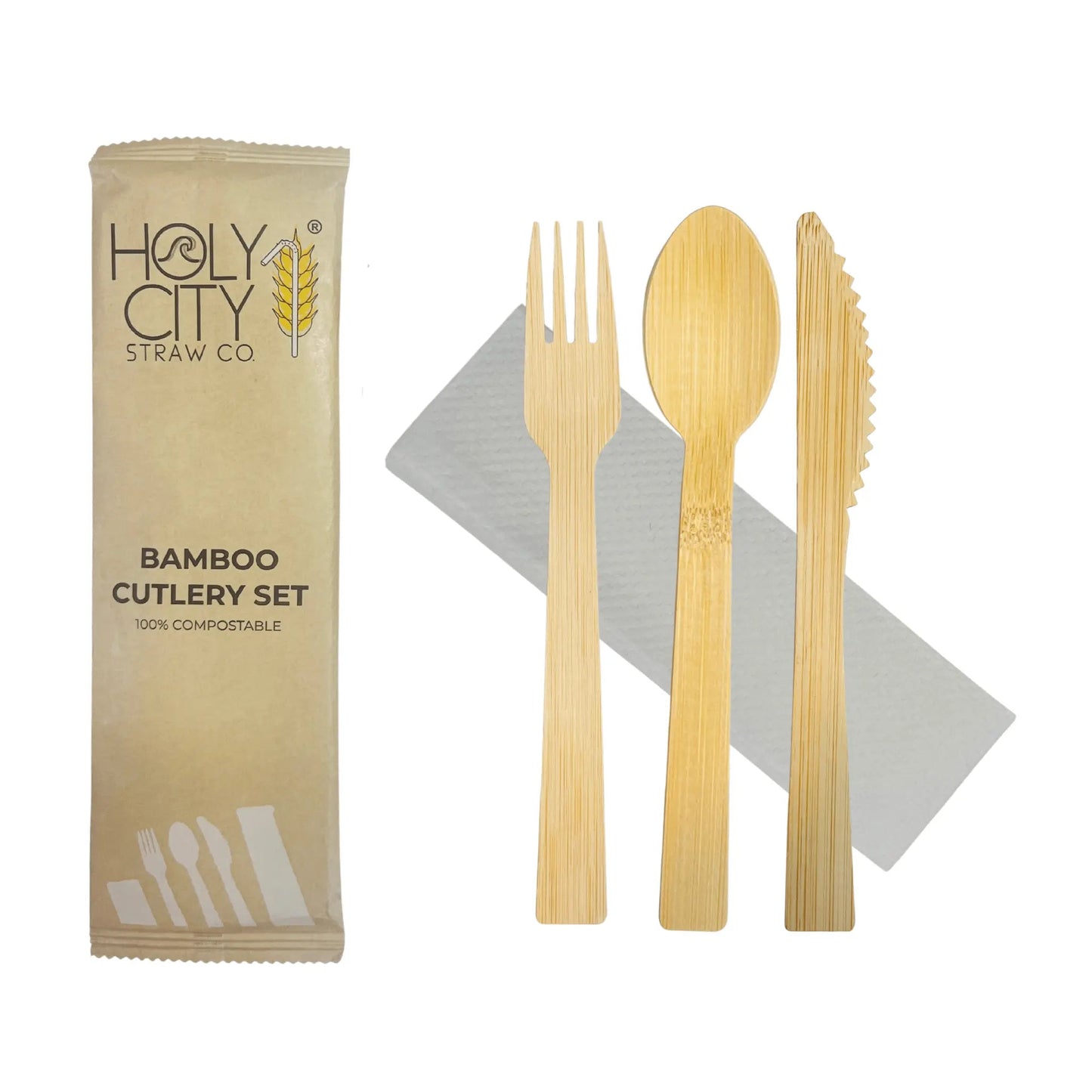 6.7 Wrapped Bamboo Cutlery Set - Blessings Grow Meadows -