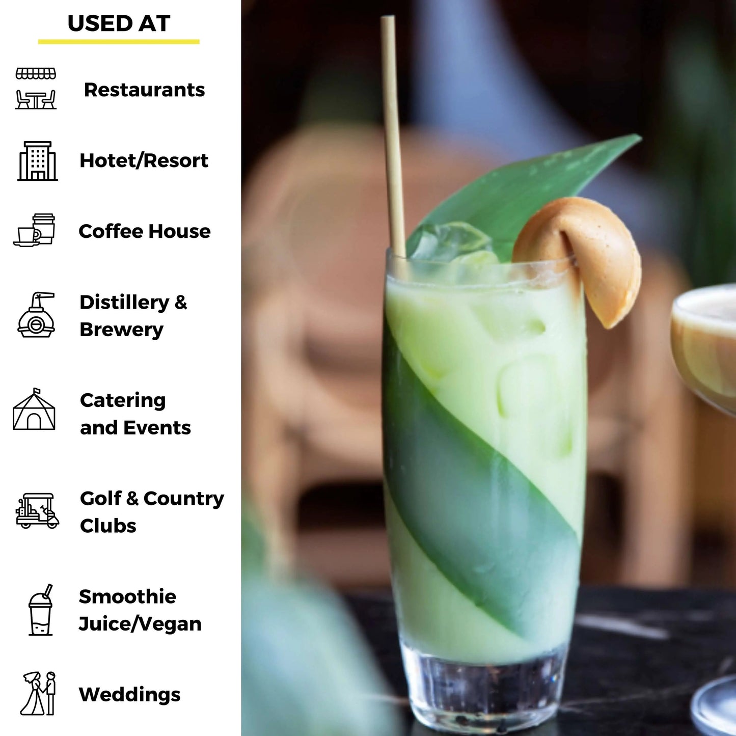 7.9-inch tall wheat drinking straws from Holy City Straw Company, eco-friendly and natural wheat stirrers for beverages.