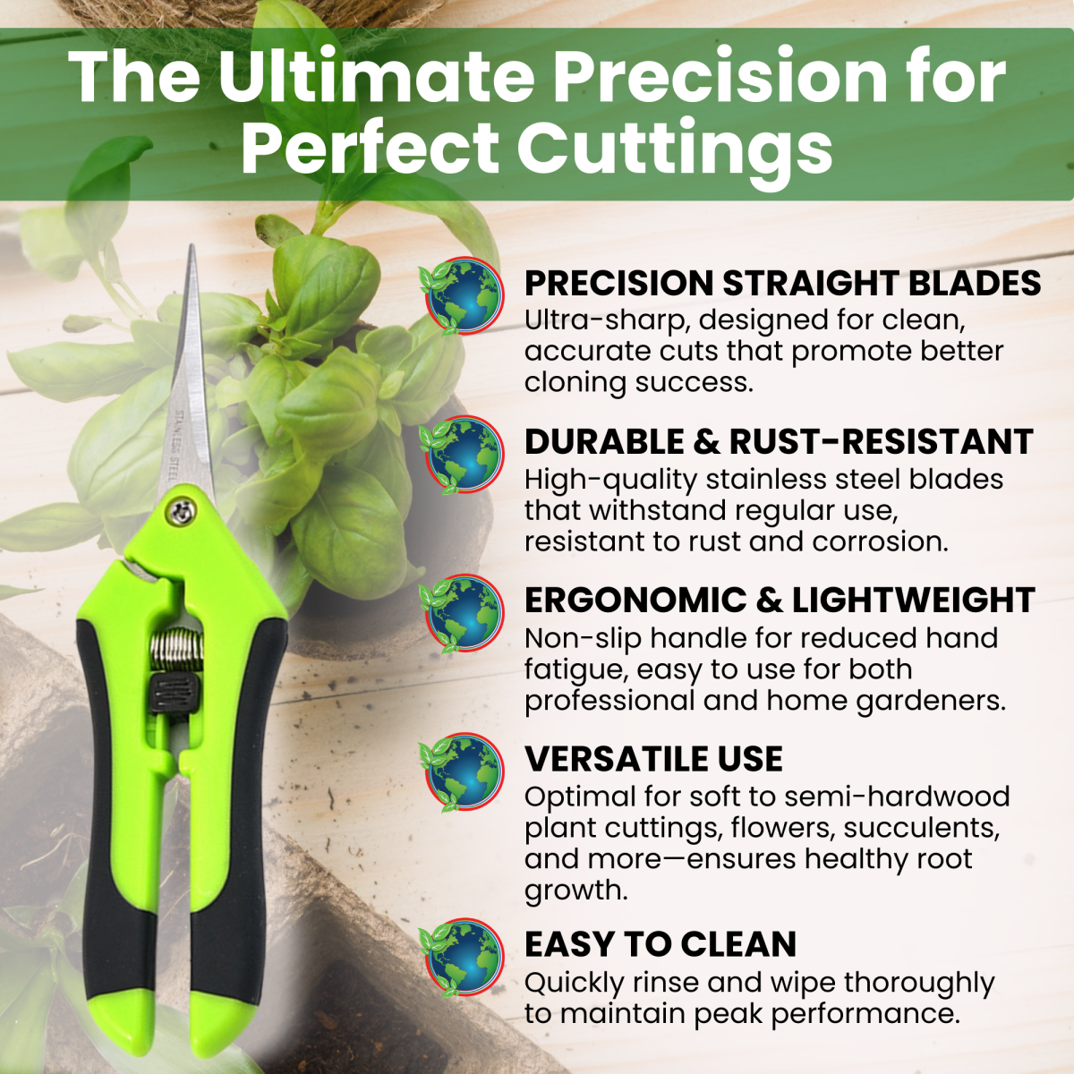 Hormex Cloning Shears - Precision straight-blade shears designed for clean, accurate cuts, ideal for plant cuttings - Blessings Grow Meadows