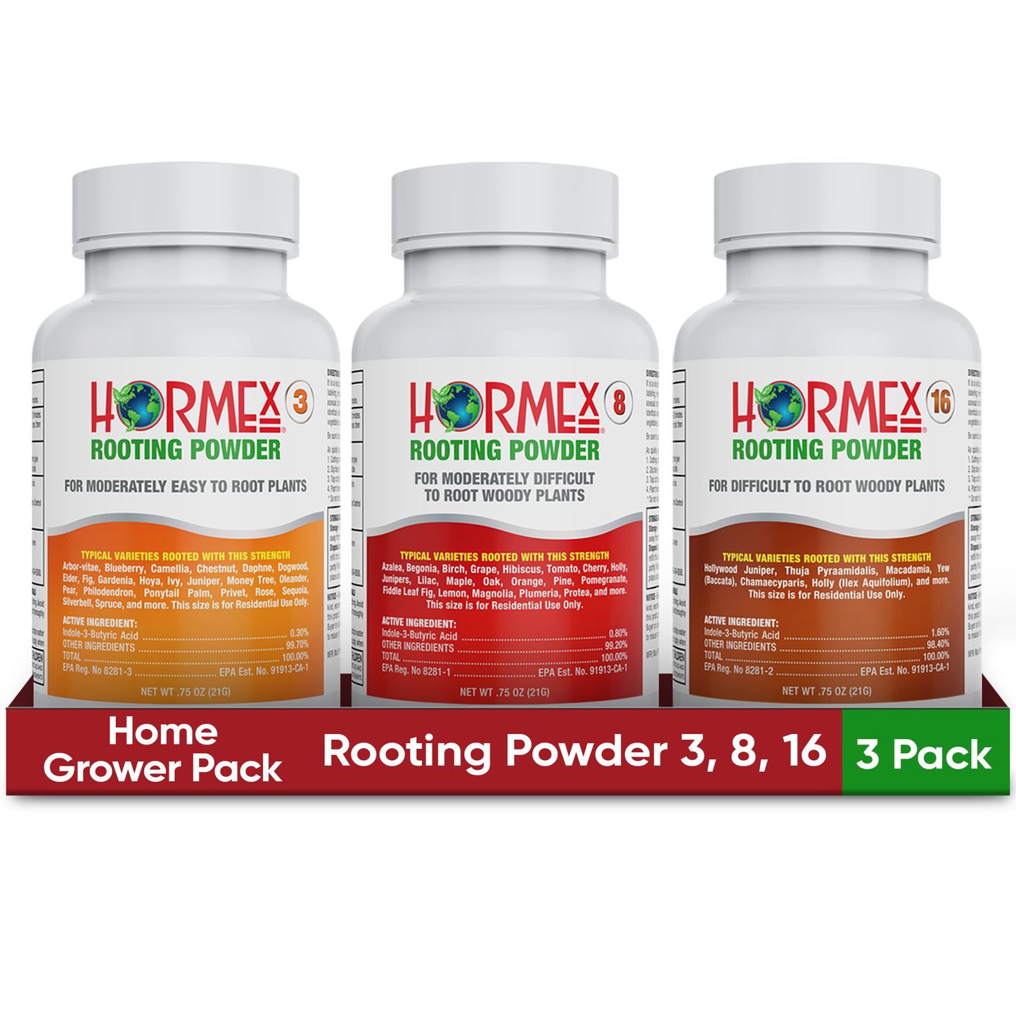 Hormex Rooting Powder Pack #3, 8, 16 - Rooting Hormone for Common Home Garden Plants to Very Difficult Hardwood, Medicinal and Tree Cuttings - Blessings Grow Meadows