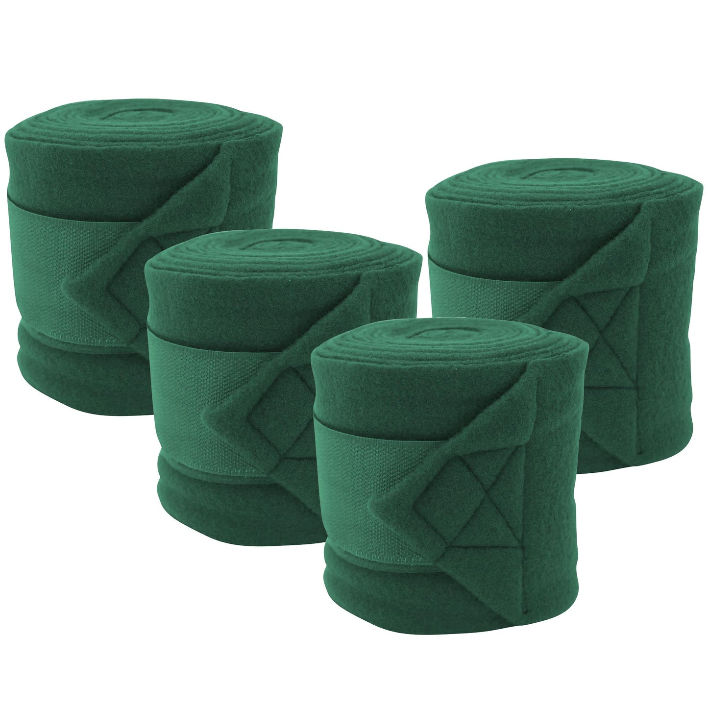 Set of four Horse Sense fleece polo wraps by Jeffers, reusable horse leg wraps with soft fleece material for leg support.