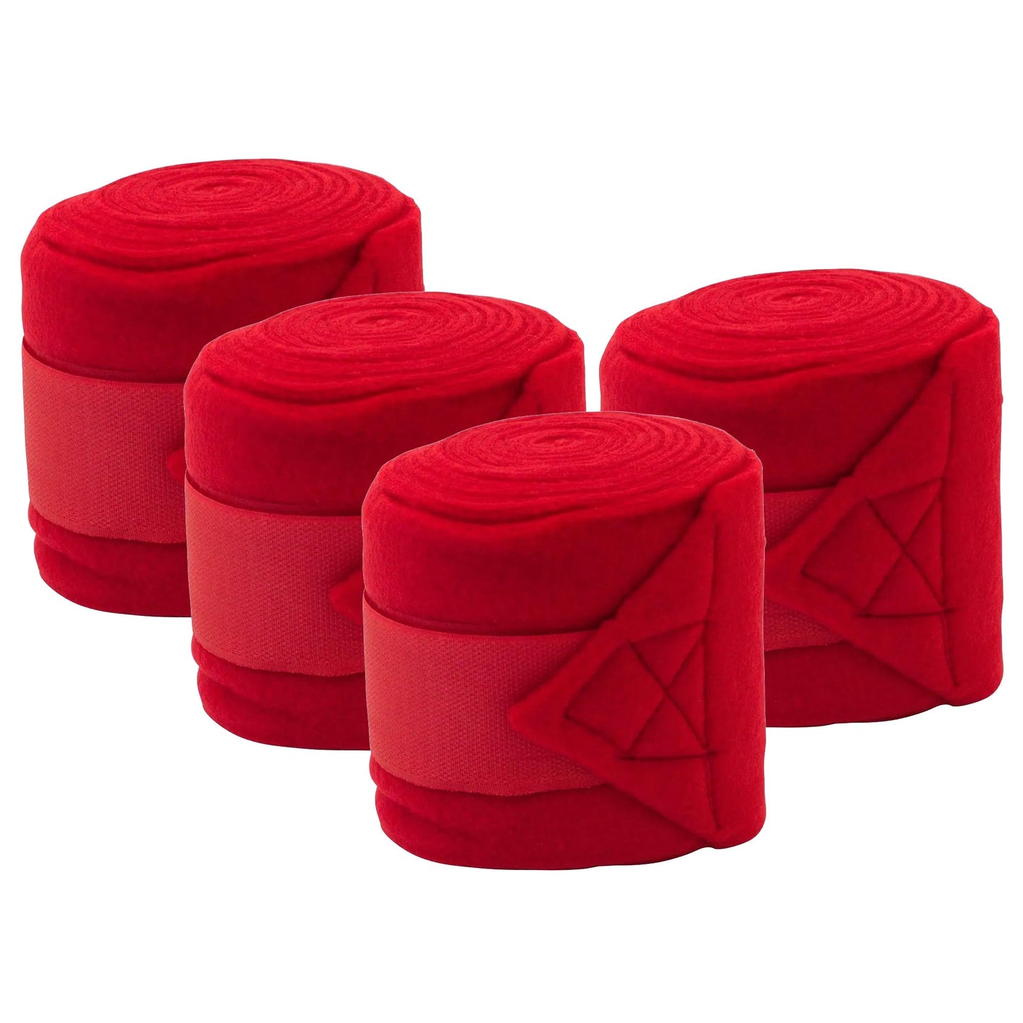 Set of four Horse Sense fleece polo wraps by Jeffers, reusable horse leg wraps for protection and support during riding or turnout.