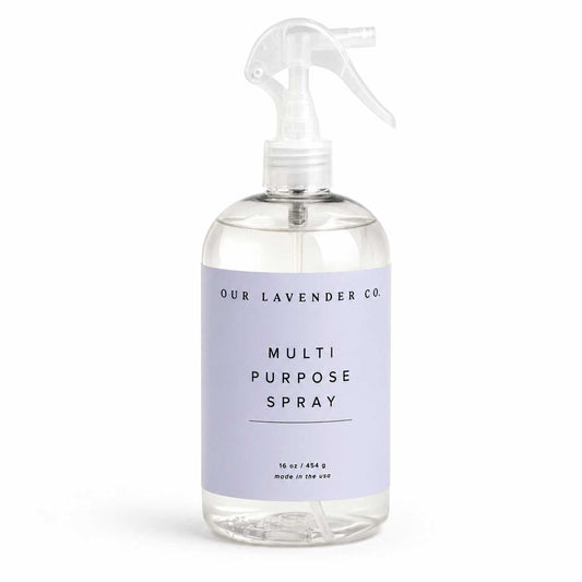 Lavender multipurpose cleaning spray from Our Lavender Co, in a spray bottle, suitable for home and garden use.
