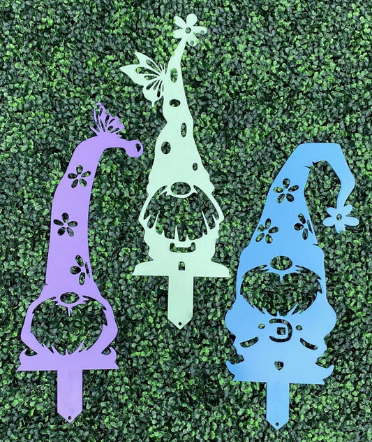 Garden Gnomes Stakes, Gnome Garden Metal Signs - Blessings Grow Meadows