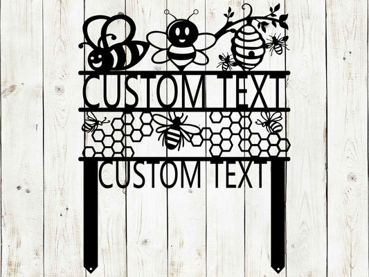 Custom Honey Bee Garden Sign,  Bee Farm - Blessings Grow Meadows