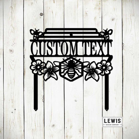 Custom Bee Garden Metal Stake Sign, Honey Bee Garden Sign - Blessings Grow Meadows