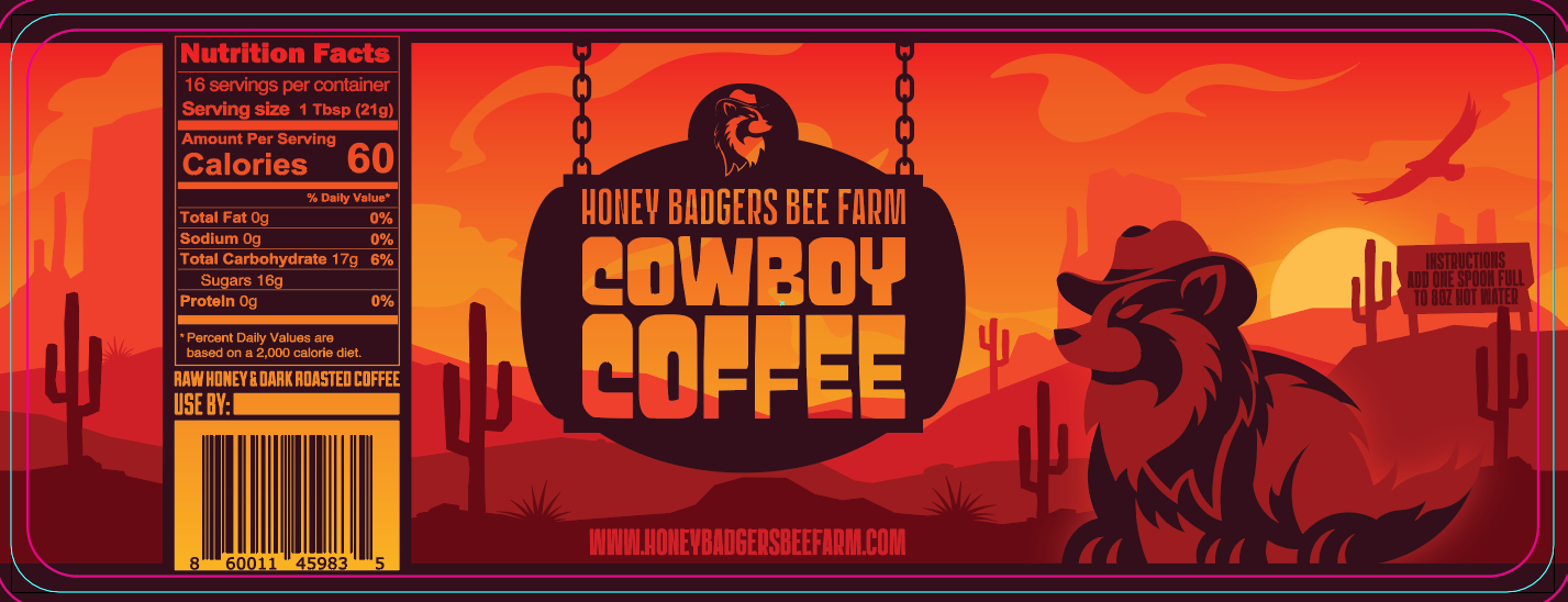 Cowboy Coffee - Instant Honey Coffee - All-in-one - Just add to hot water - Honey Badgers Bee Farm ~ Blessings Grow Meadows