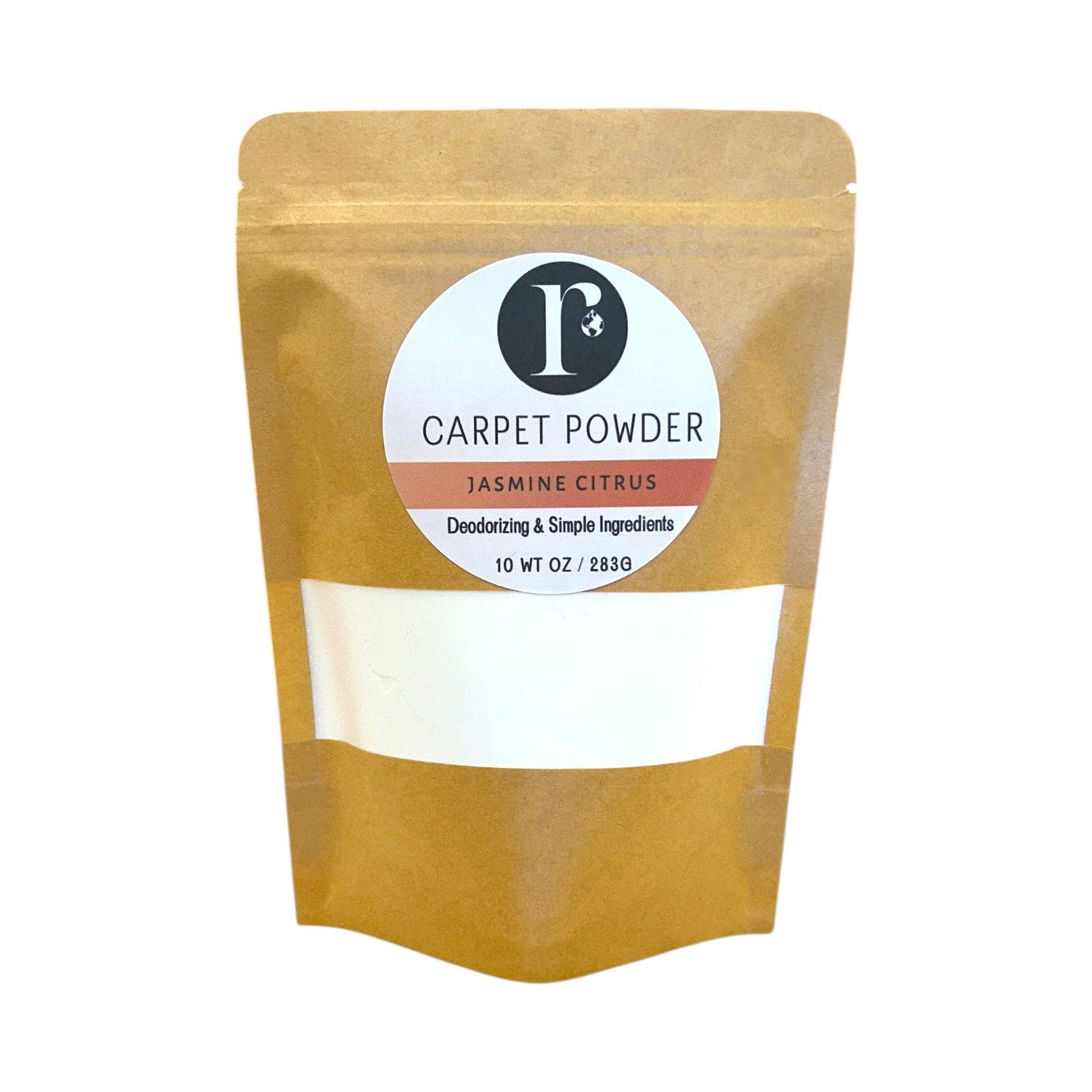 Refillism jasmine citrus carpet powder container for home cleaning, with a fresh floral and citrus scent.