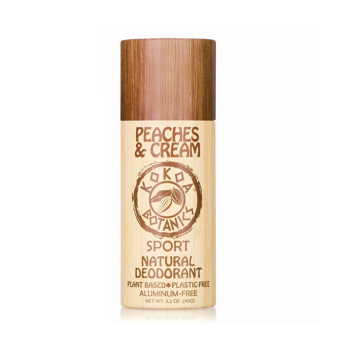 KOKOA BOTANICS Peaches and Cream natural deodorant stick, organic aluminum-free plastic-free 3.2 oz with peach and cream scent