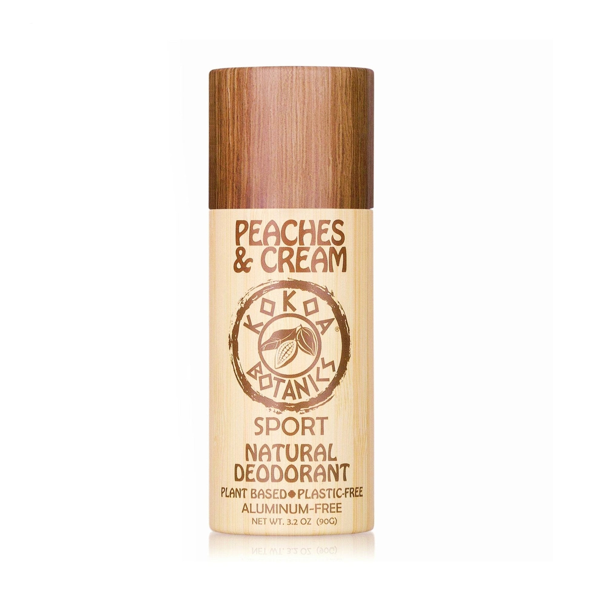 KOKOA BOTANICS Peaches and Cream natural deodorant stick, organic aluminum-free plastic-free 3.2 oz with peach and cream scent