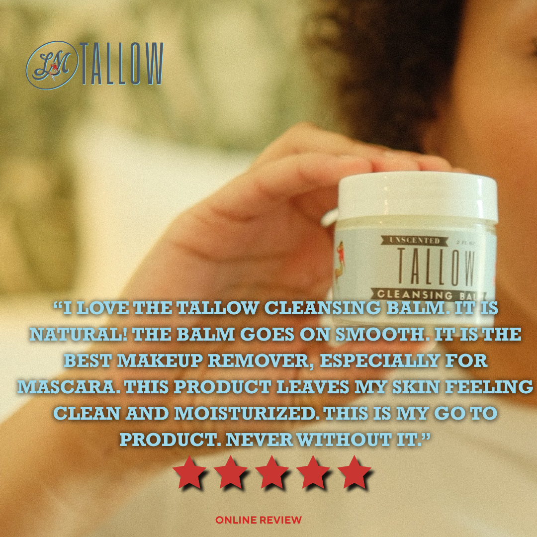 Lady May Tallow unscented beef tallow body cream in a 9oz jar, natural moisturizer for soft, hydrated skin.
