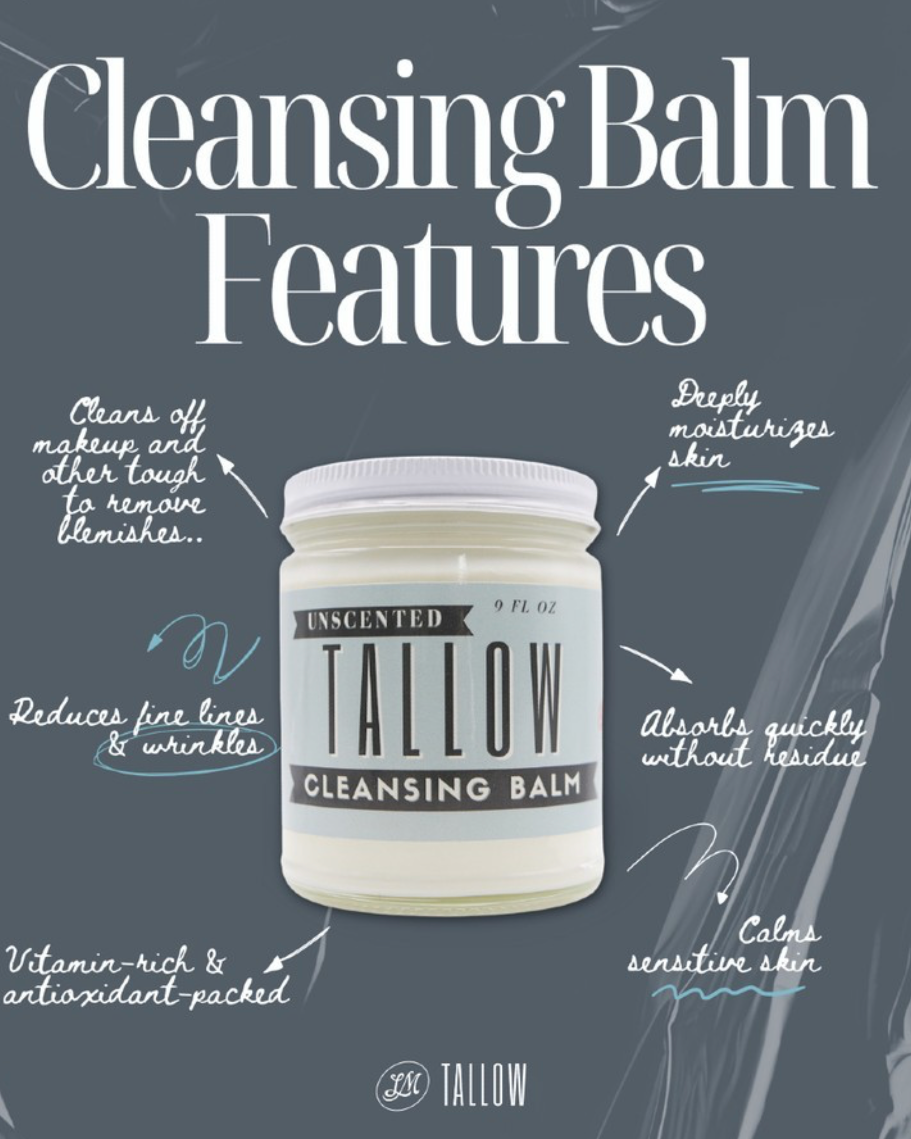 Lady May Tallow Unscented Tallow Balm in 9oz jar, natural beef tallow body cream for moisturizing and nourishing skin.