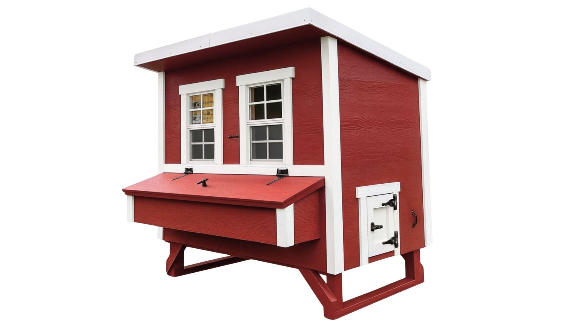Large OverEZ Chicken Coop with nesting boxes and chicken door, designed to comfortably house up to 15 chickens.