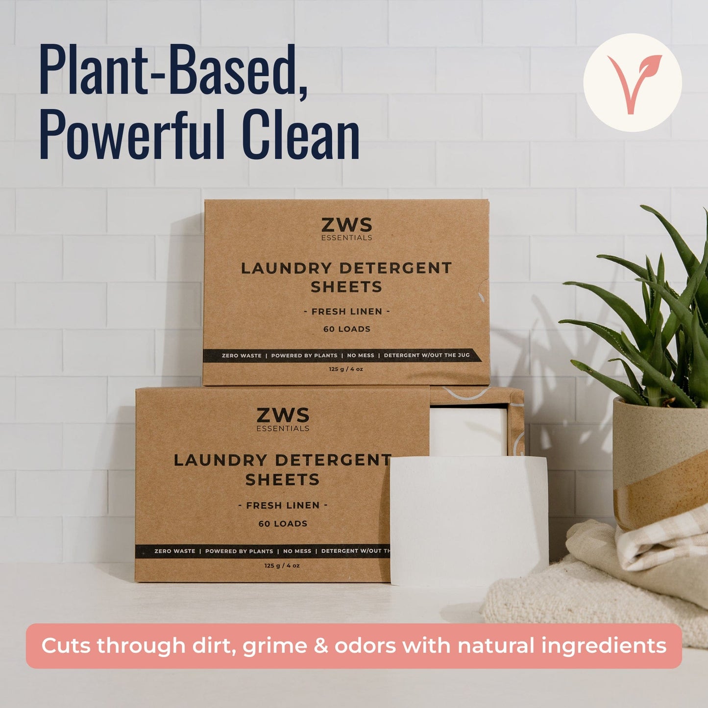 Fresh linen-scent laundry detergent sheets from ZeroWasteStore.com, compact and eco-friendly for easy laundry use.