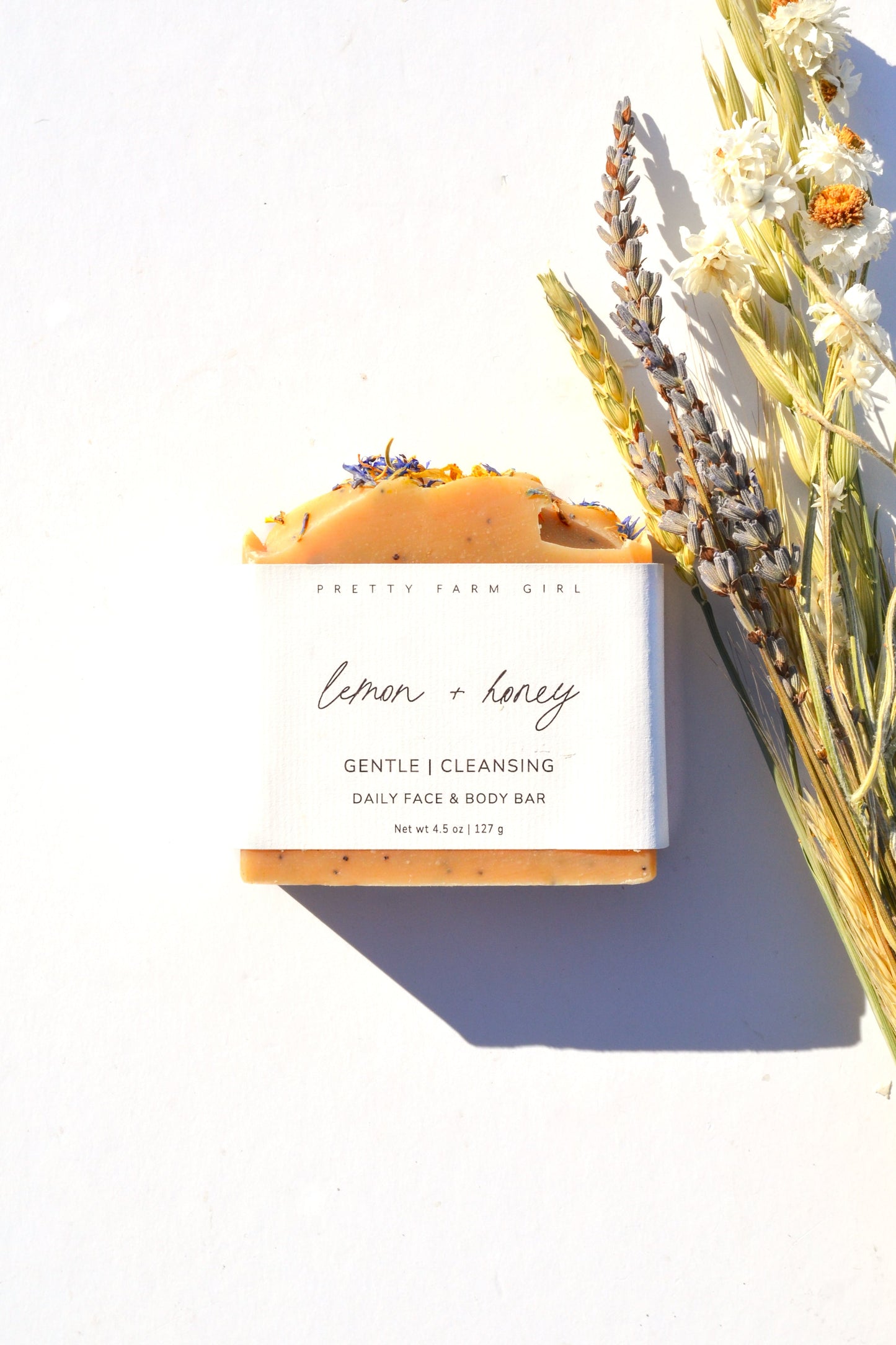 Lemon + Honey + Poppy Seed Handmade Tallow and Goat Milk Soap Bar - Blessings Grow Meadows