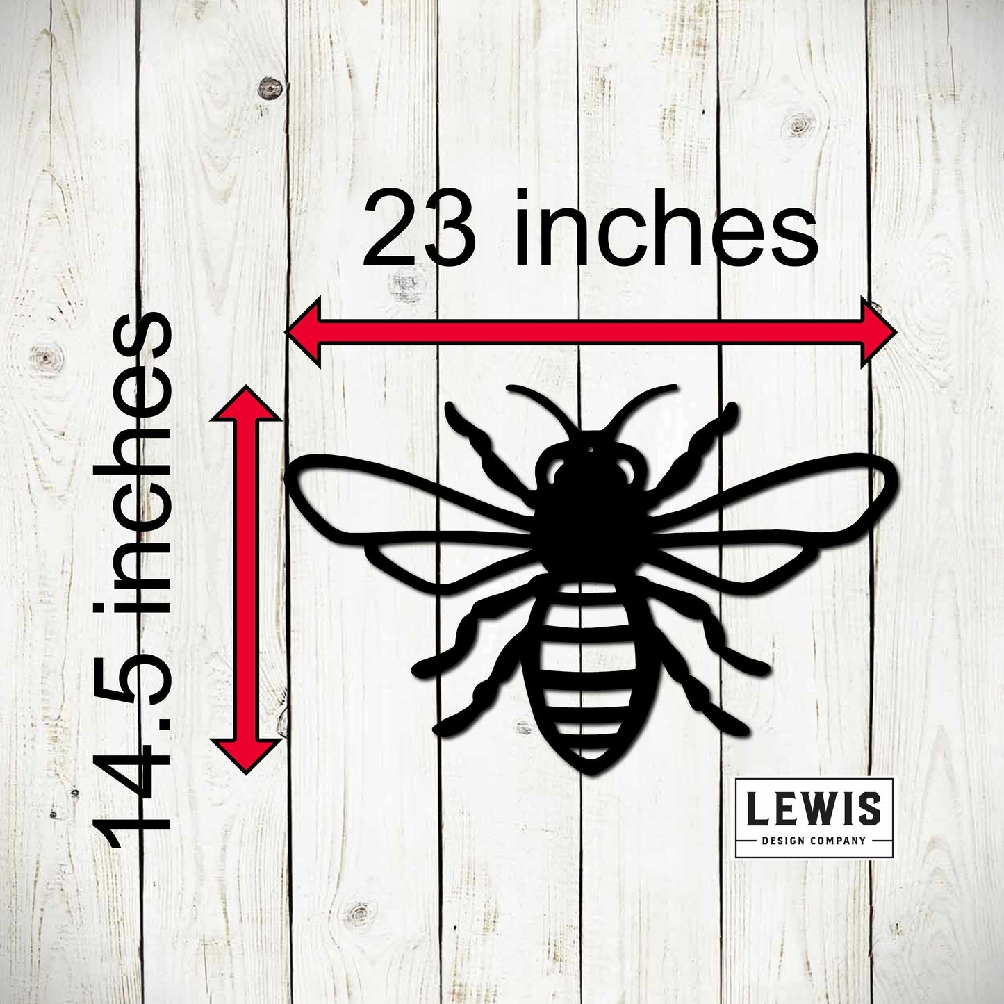 Honey Bee metal garden sign by Lewis Design Company, outdoor patio bee wall decor featuring a bee and honey theme.