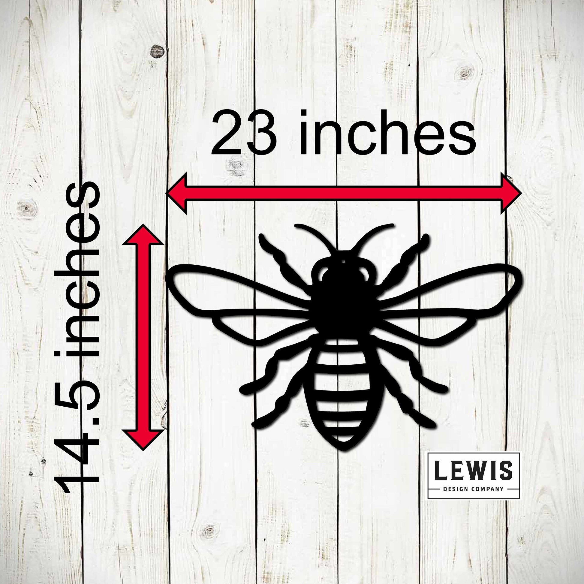 Honey Bee metal garden sign by Lewis Design Company, outdoor patio bee wall decor featuring a bee and honey theme.