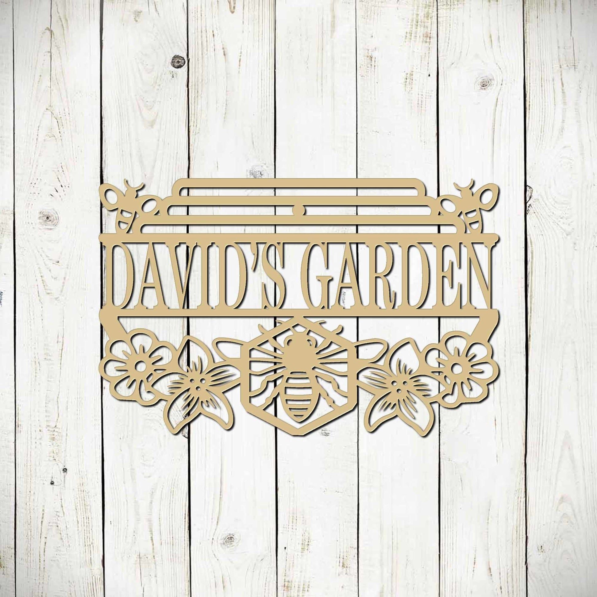 Custom Bee Garden Hanging Sign, Personalized Garden Sign, Honey Bee Sign - Blessings Grow Meadows