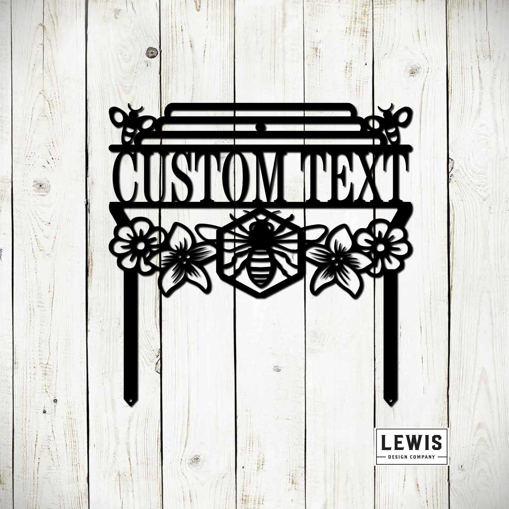 Custom Bee Garden Metal Stake Sign, Honey Bee Garden Sign - Blessings Grow Meadows