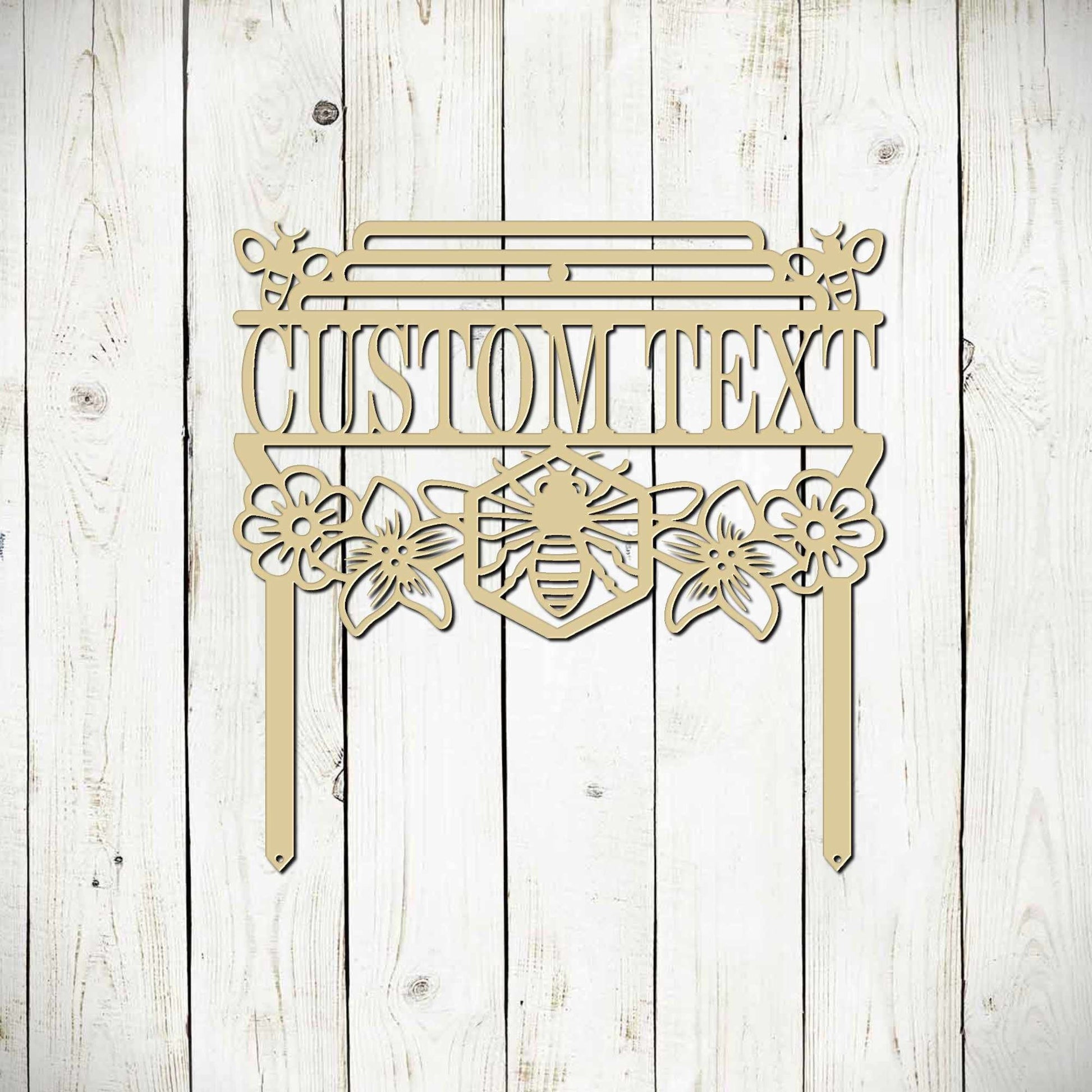 Custom Bee Garden Metal Stake Sign, Honey Bee Garden Sign - Blessings Grow Meadows
