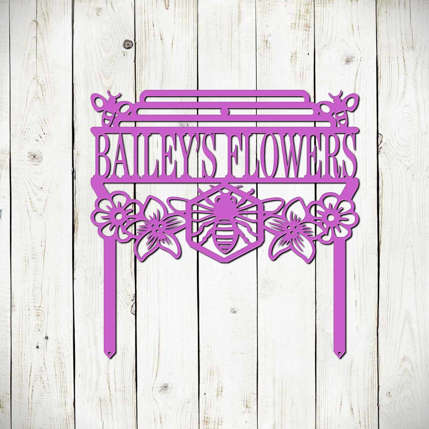 Custom Bee Garden Metal Stake Sign, Honey Bee Garden Sign - Blessings Grow Meadows