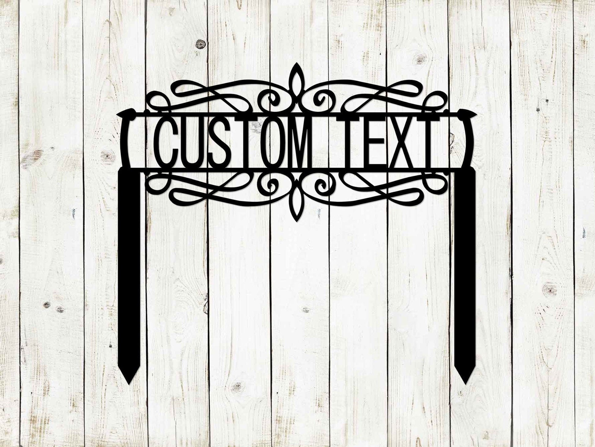 Black custom decorative garden sign by Lewis Design Company, outdoor patio and garden art, 15x13 inches.