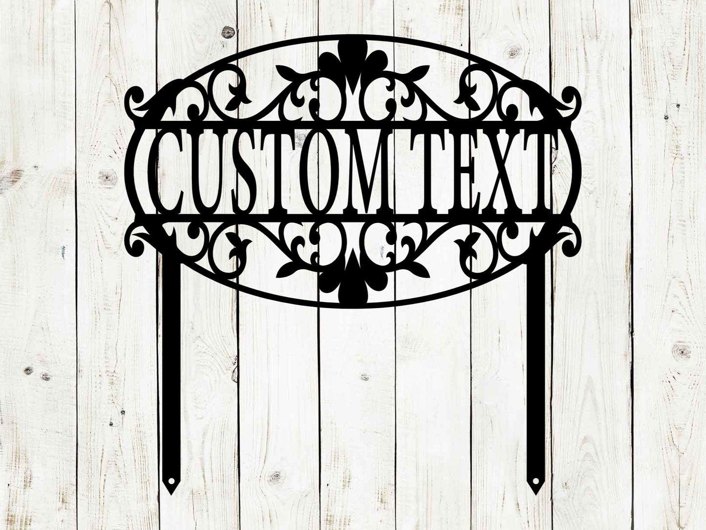 Black 15x15 custom decorative garden sign by Lewis Design Company, outdoor patio and garden art with address engraving.