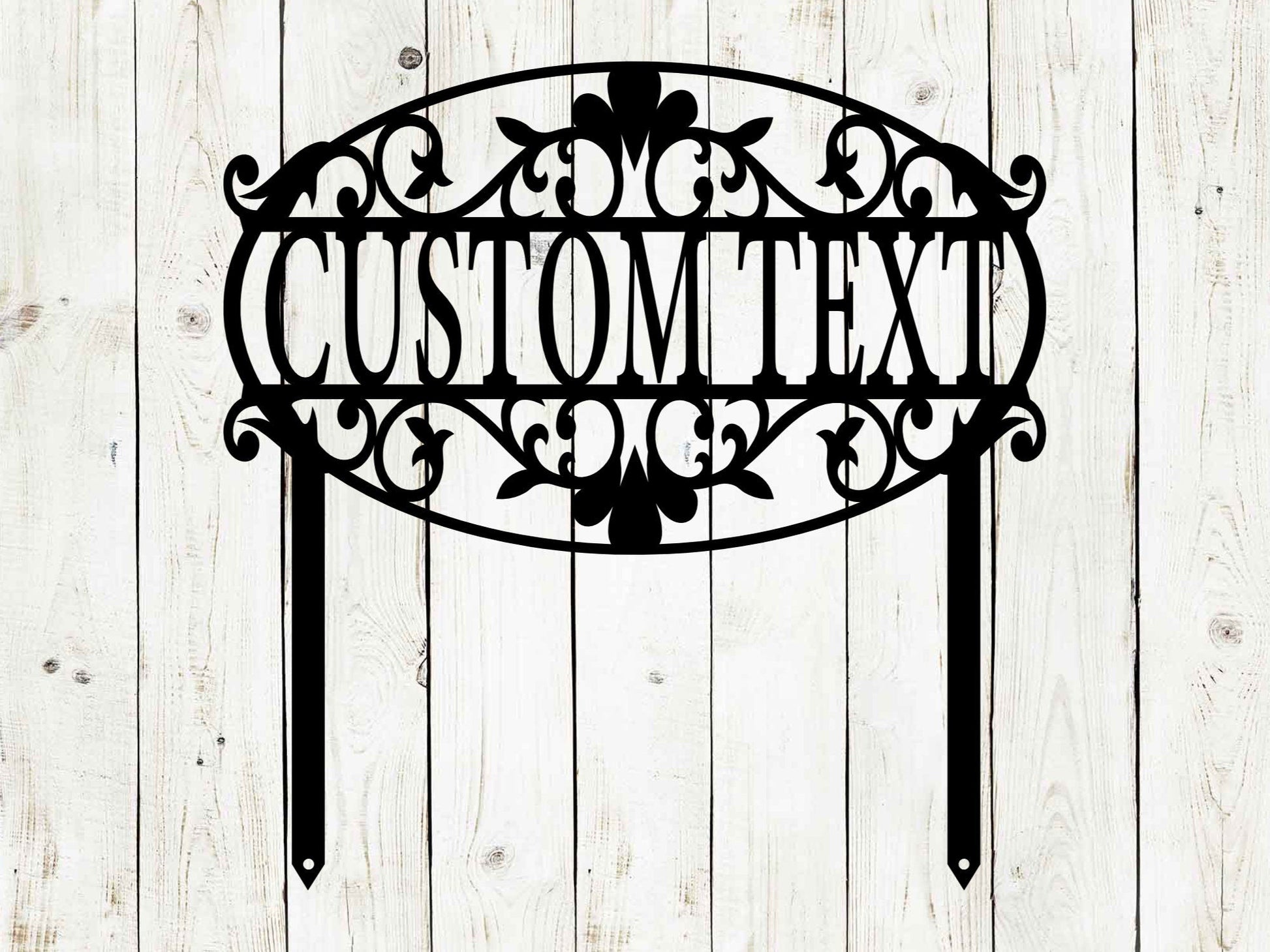 Black 15x15 custom decorative garden sign by Lewis Design Company, outdoor patio and garden art with address engraving.