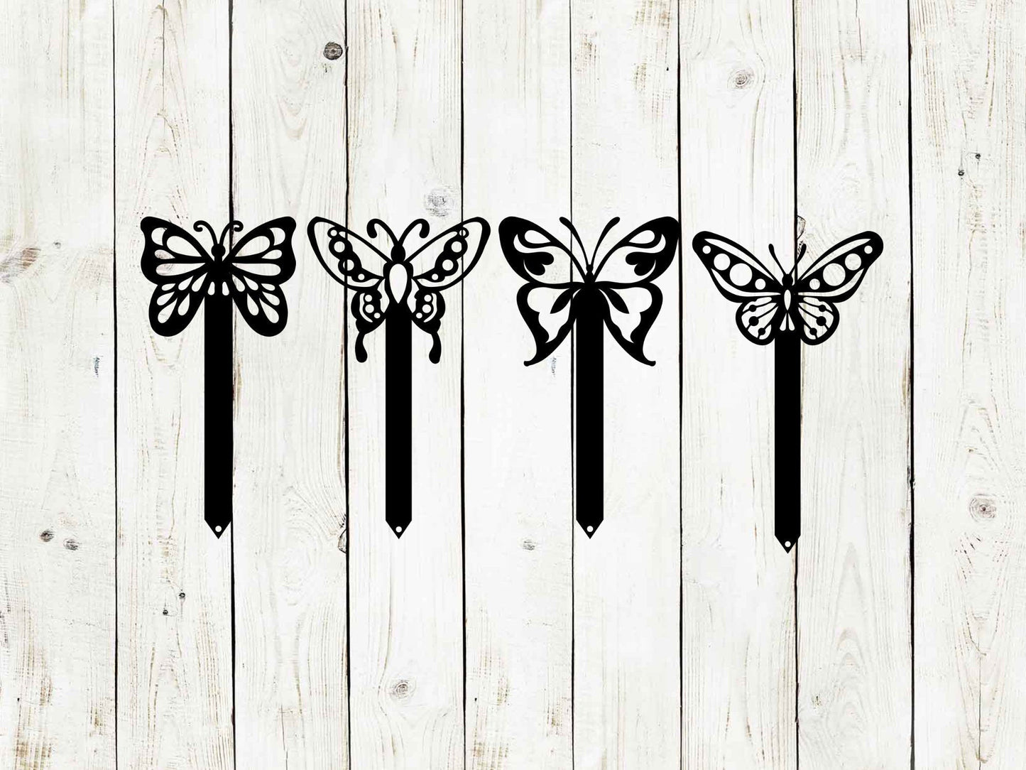 Black butterfly metal yard stake by Lewis Design Company, outdoor garden decor, 15x8.5 inches, decorative patio and garden art.