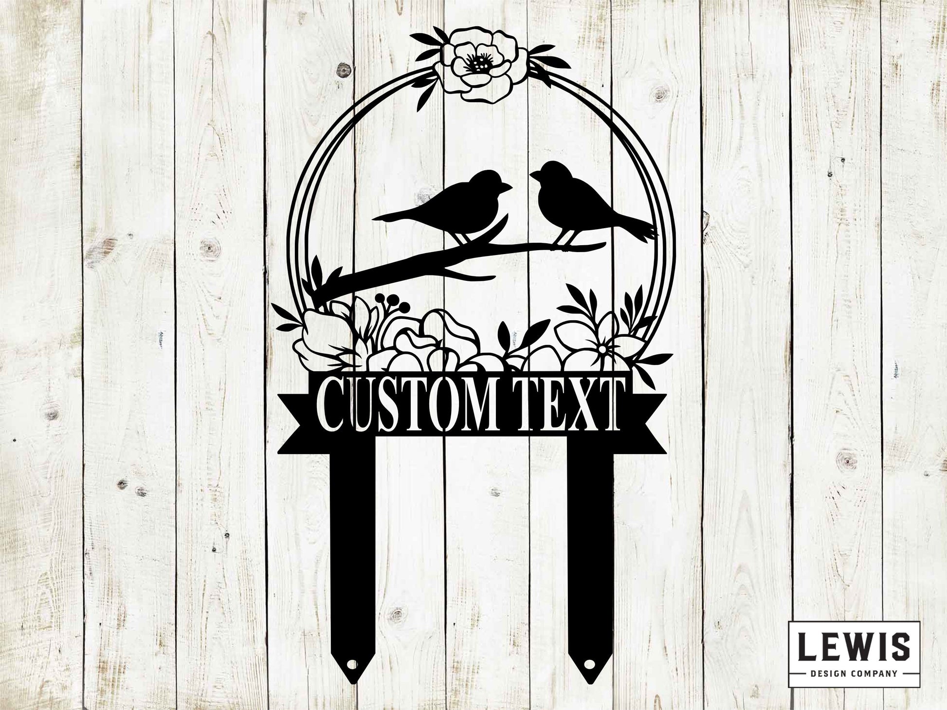 Black metal bird garden stake from Lewis Design Company, outdoor patio and garden art, 17x10.5 inches, decorative metal sculpture