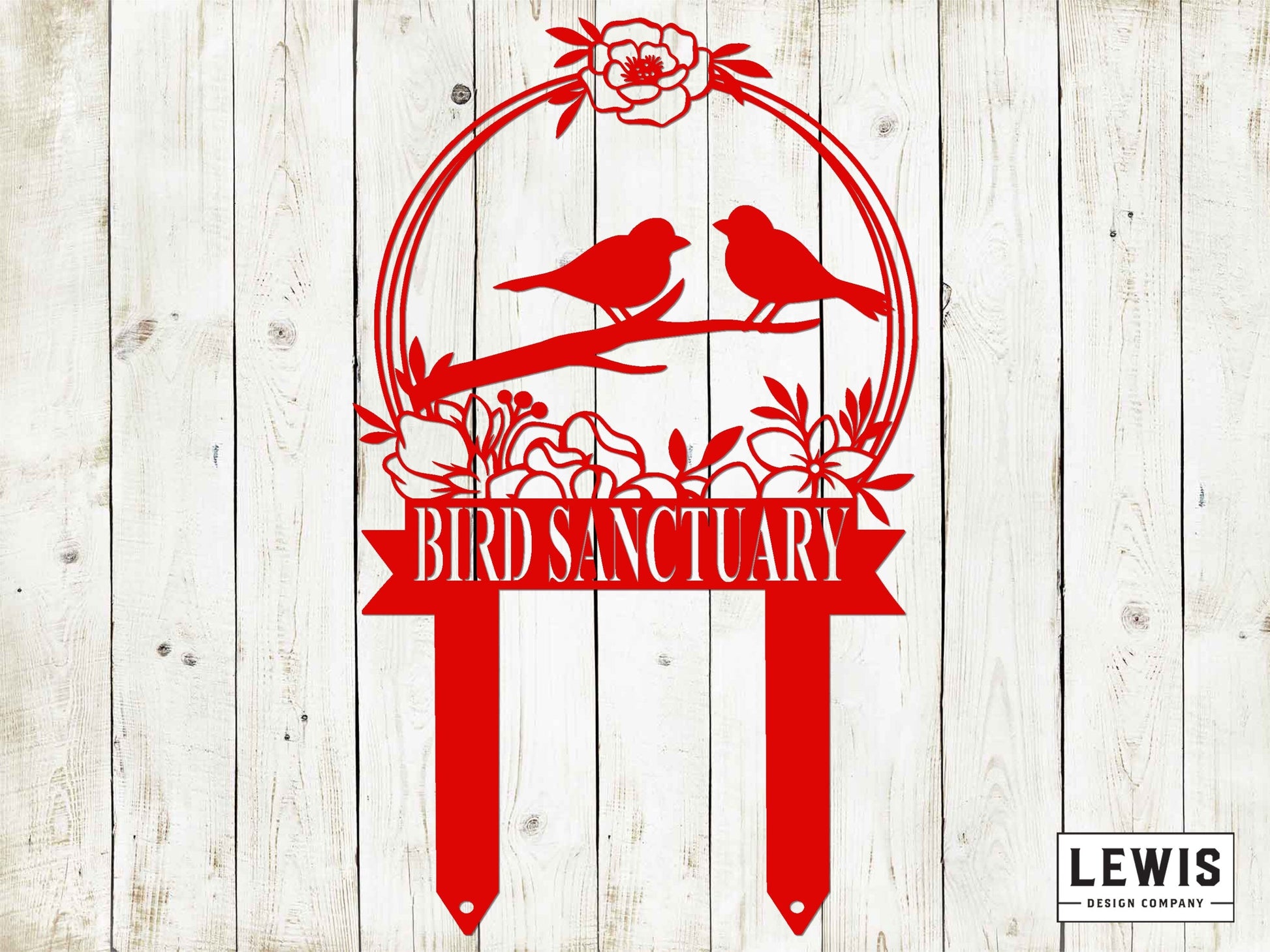 Black metal bird garden stake by Lewis Design Company, decorative outdoor patio and garden art for yard or flower beds.