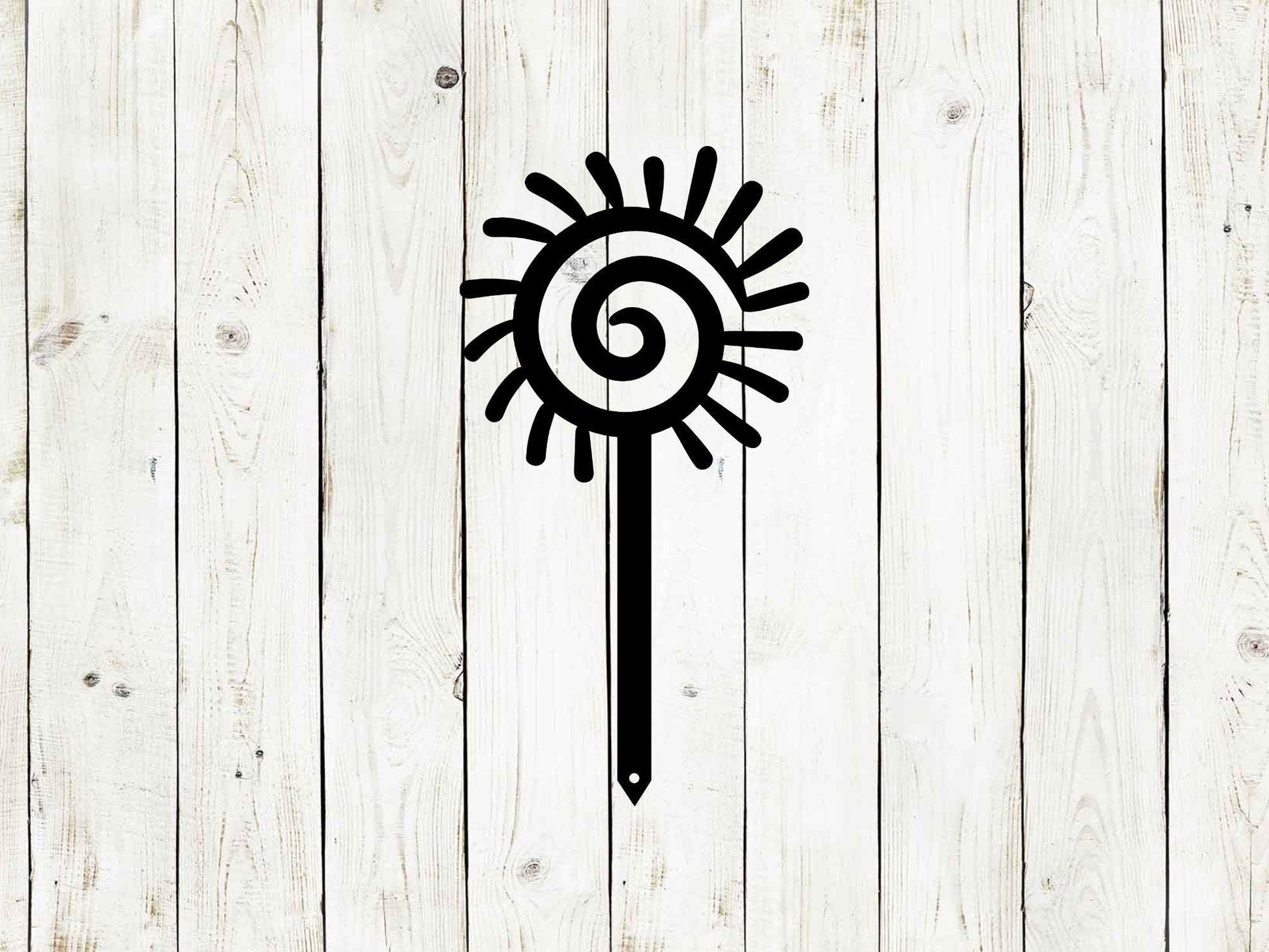 Black Sun Metal Yard Stake by Lewis Design Company, outdoor garden decor with solar design, 22.5x8 inches for patio and yard.