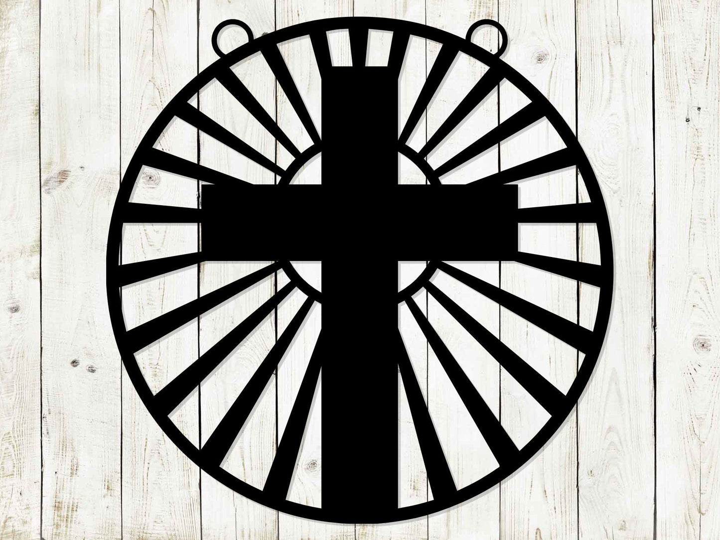 Black metal cross garden flag and mailbox sign for Easter, spring outdoor yard decor, with Easter-themed design by Lewis Design Company.