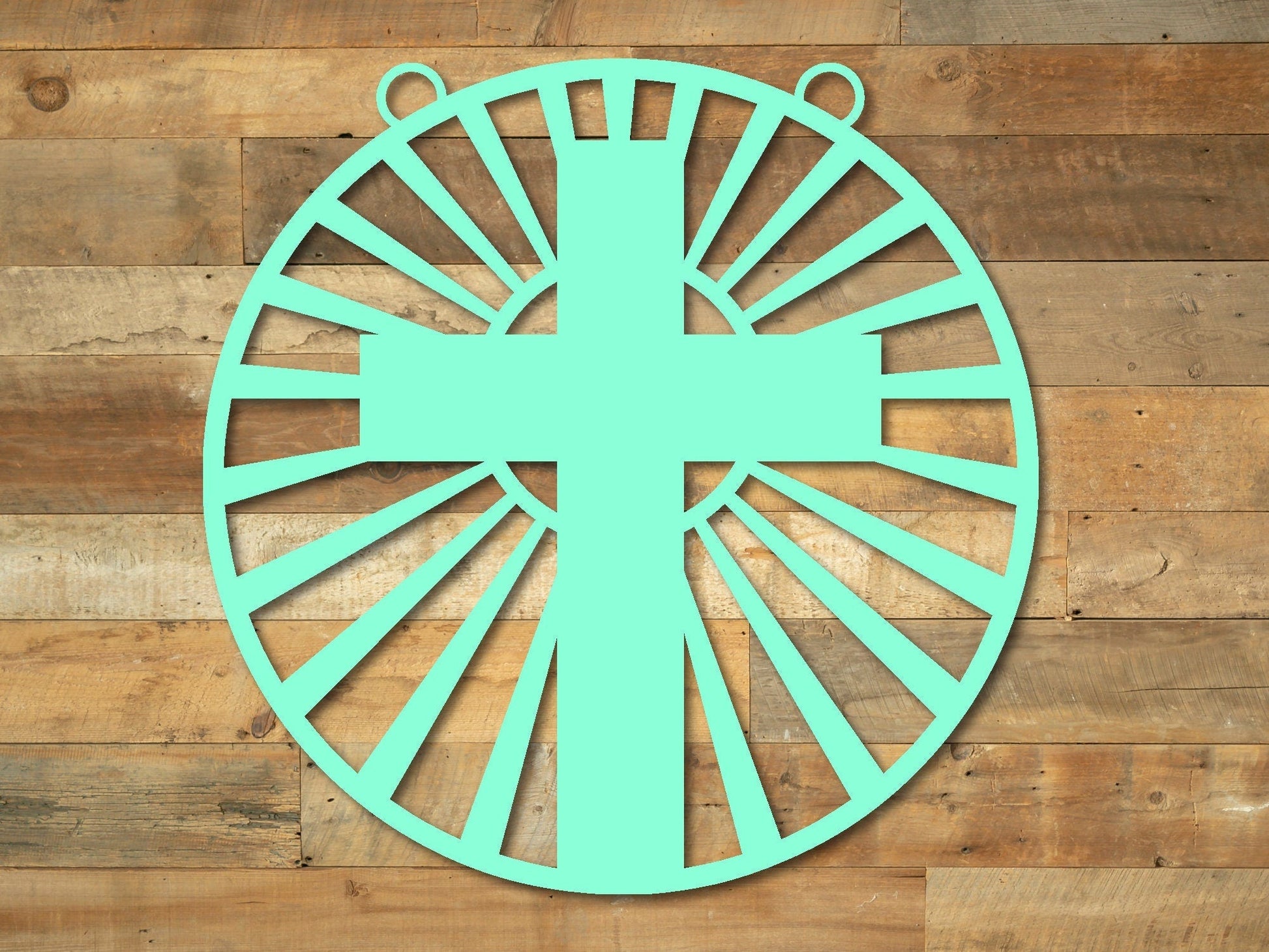 Black metal cross garden flag and mailbox sign for Easter, spring outdoor yard decor, designed by Lewis Design Company.