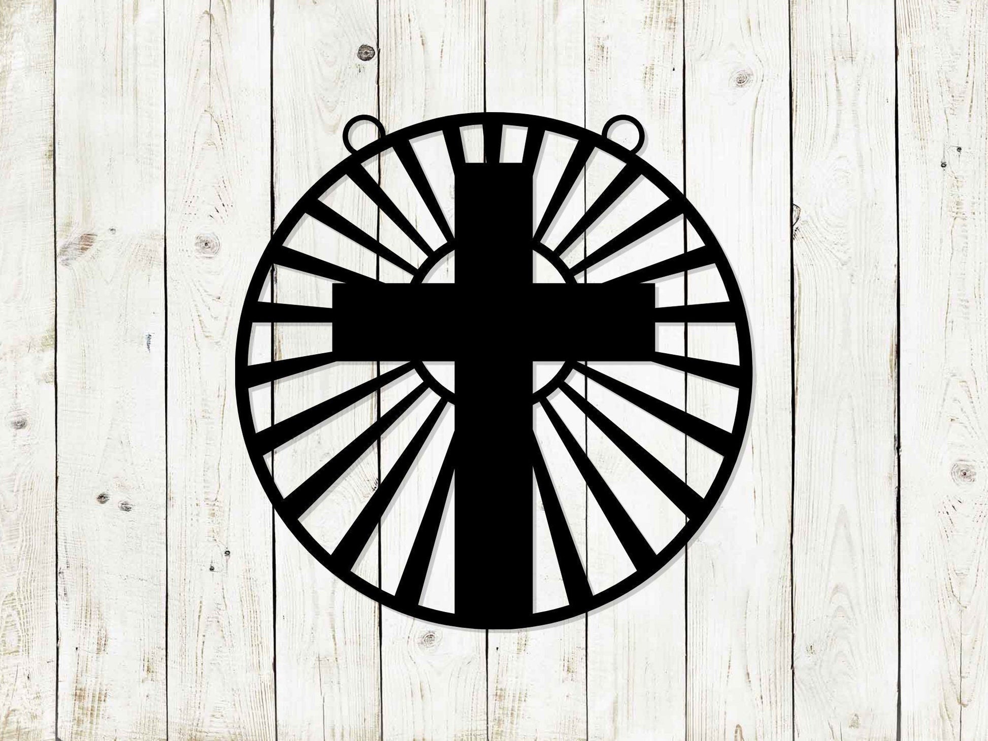 Black metal cross garden flag and mailbox hanger with Easter and spring-themed design, outdoor yard decor by Lewis Design Company.