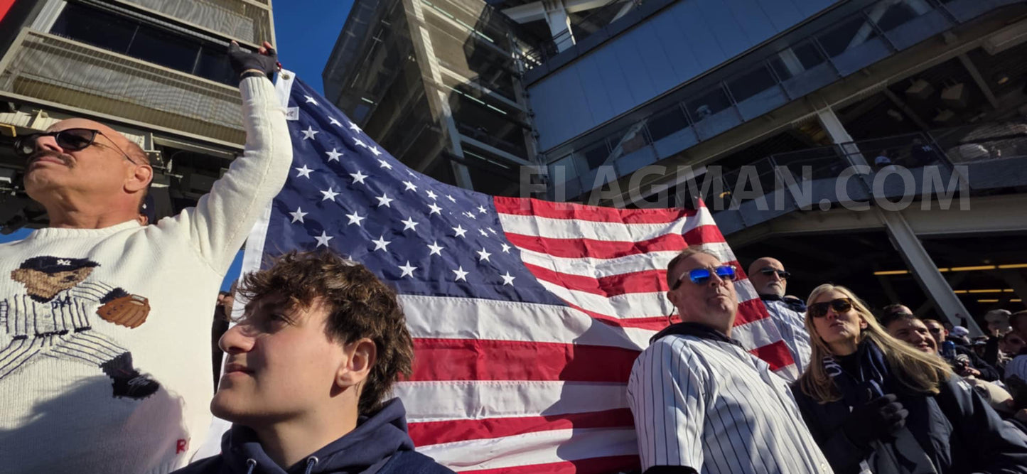 Liberty™ nylon American flag by Flagman of America, showing vibrant stars and stripes, made in the USA.