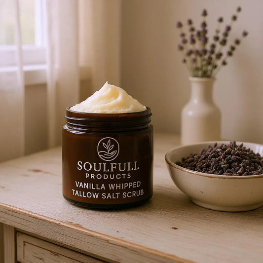 Vanilla whipped tallow salt scrub - Blessings Grow Meadows
