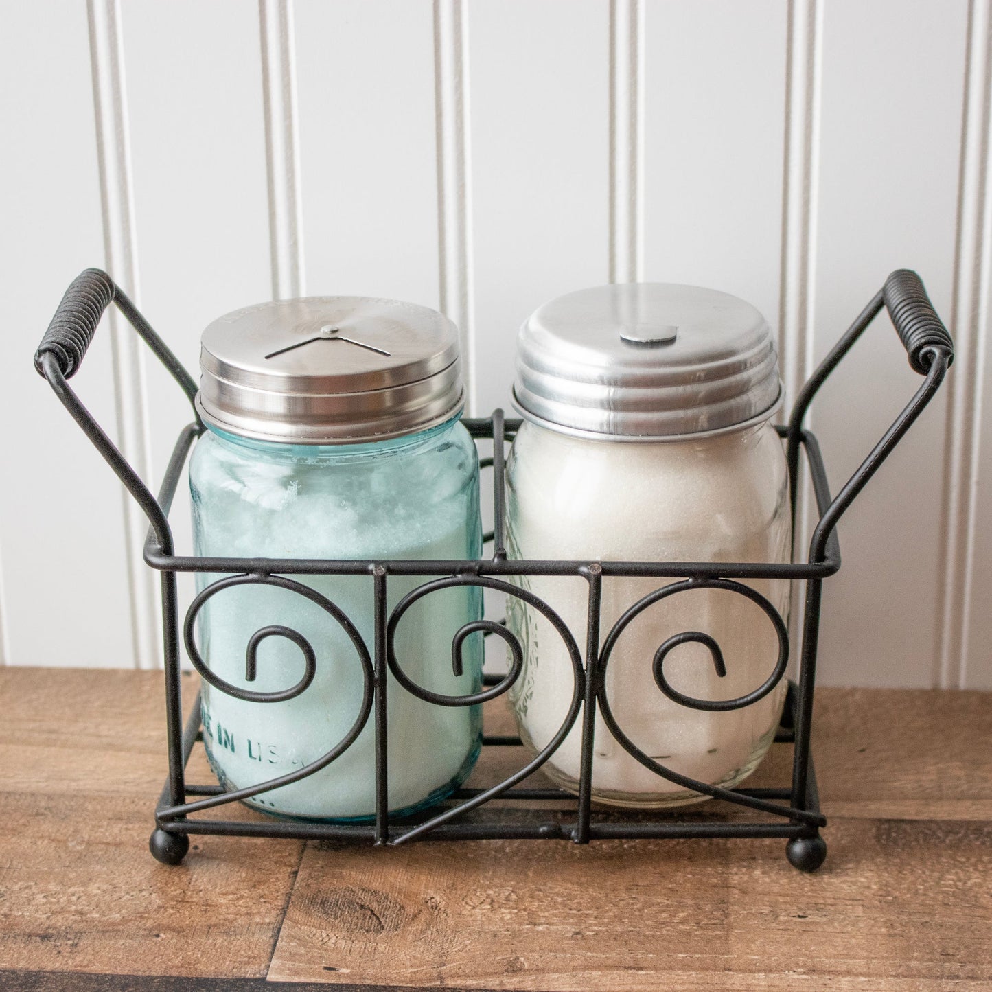 Swirl Black Metal Caddy for 2 Pint Mason Jars - Blessings Grow Meadows