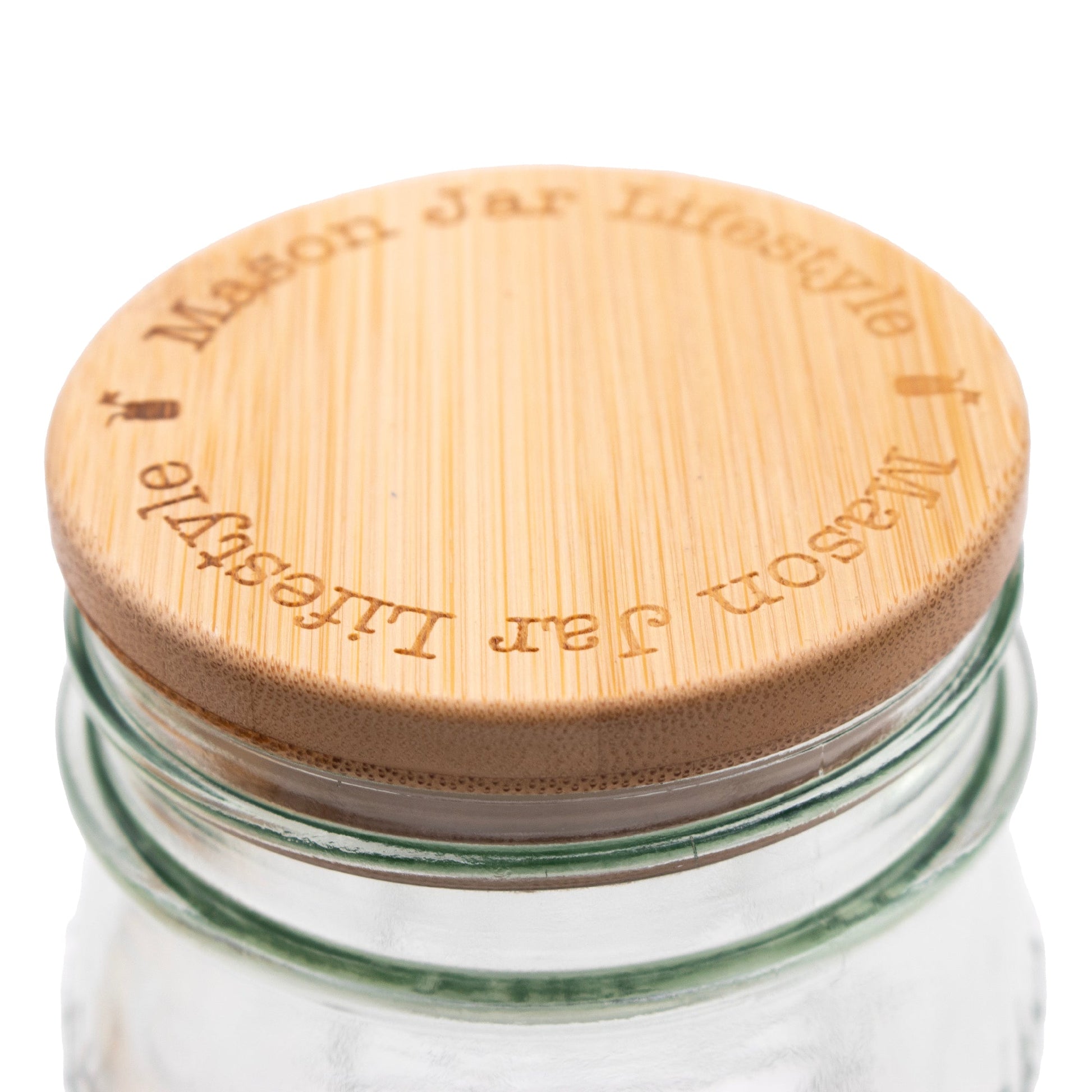 Bamboo storage stopper lids for Mason jars, ideal for snacks, pantry, coffee, dried goods, and meal prep organization.