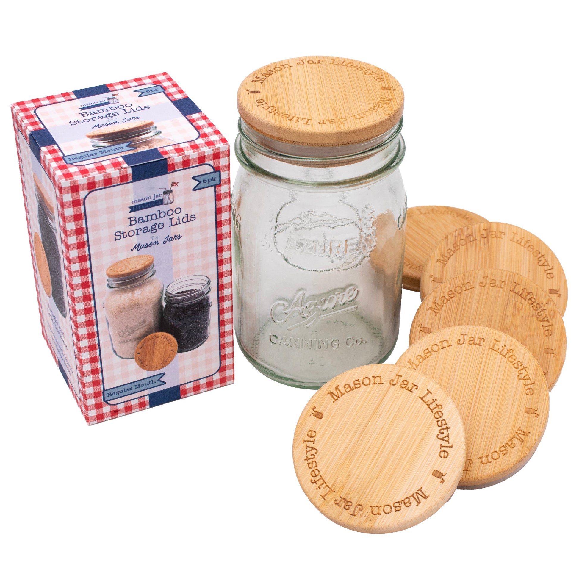 Bamboo storage stopper lids for Mason jars, ideal for snacks, pantry, coffee, and dried goods organization.