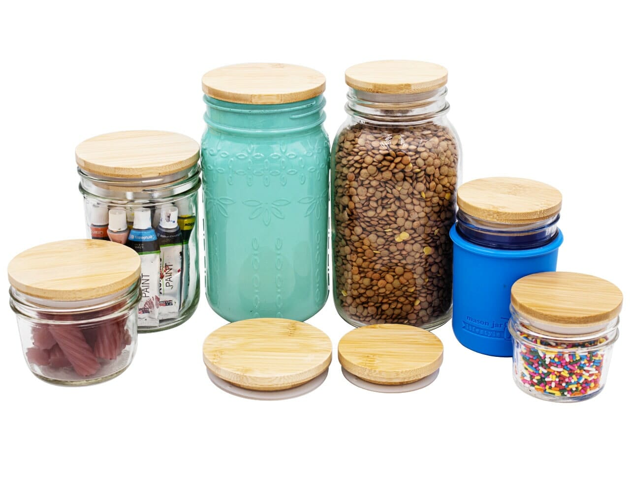 Bamboo Storage Stopper Lids for Mason Jars - Blessings Grow Meadows