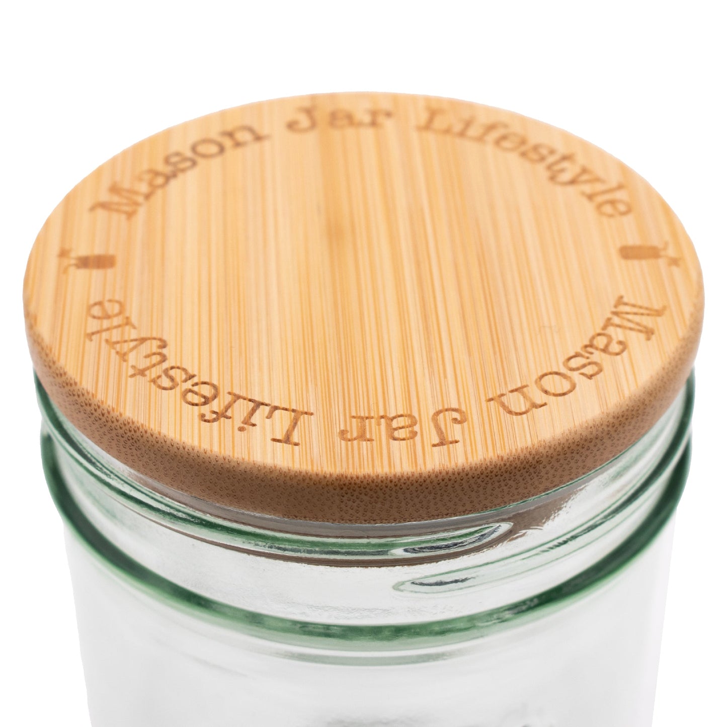 Bamboo storage lids for Mason jars, wide-mouth style, ideal for snacks, pantry organization, meal prep, coffee, and dried goods.