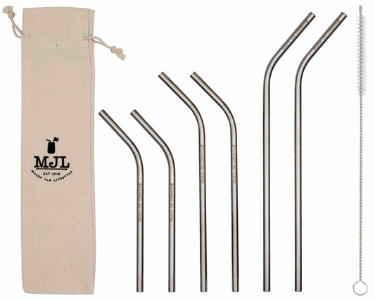 Combo 6 Pack Thin Bent Stainless Steel Straws for Mason Jars - Blessings Grow Meadows