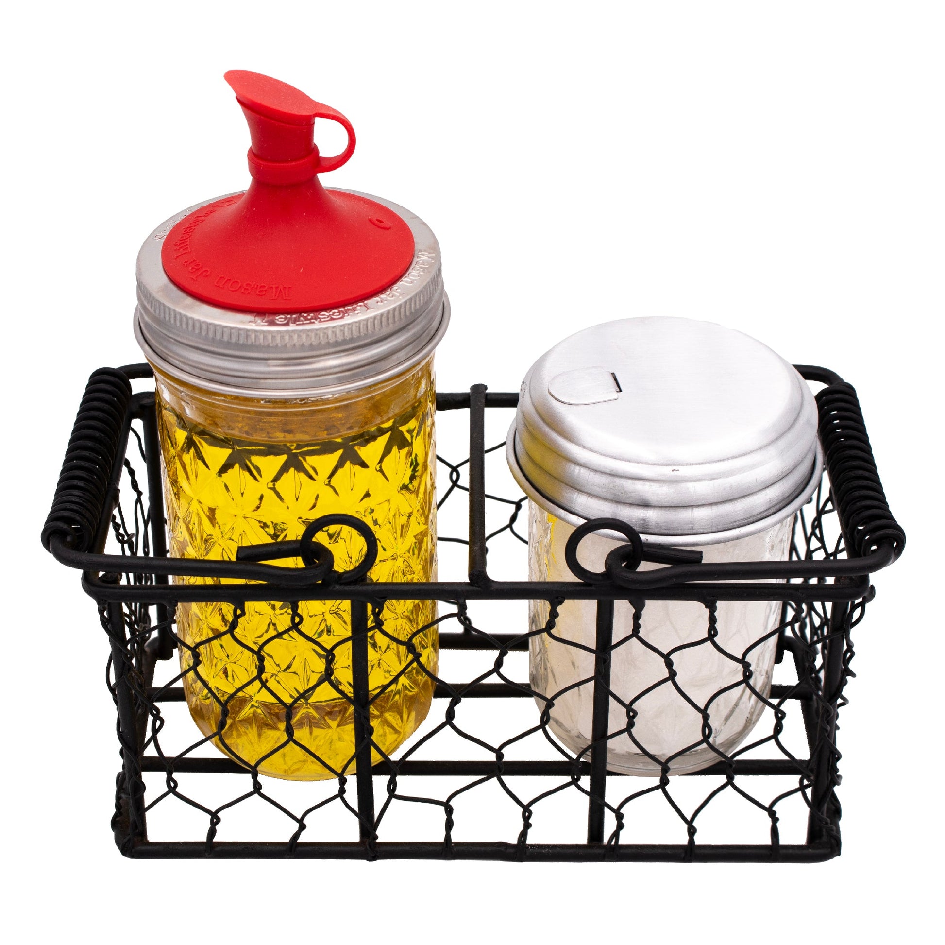 Chicken Wire Caddy for 2 Half Pint 8oz Mason Jars - Blessings Grow Meadows