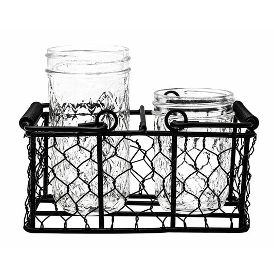 Chicken Wire Caddy for 2 Half Pint 8oz Mason Jars - Blessings Grow Meadows